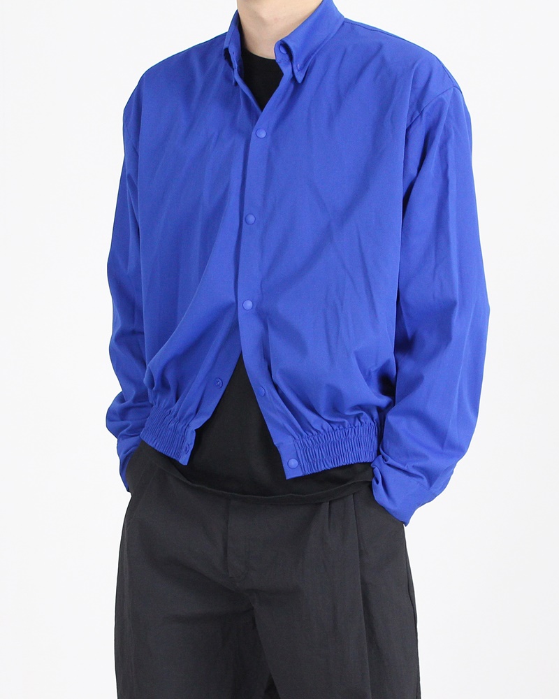 미니멀 블루종 크롭 셔츠 자켓 (블루)